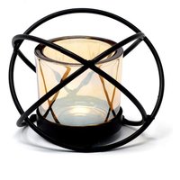 Iron Votive Candle Holder With Glass Insert - 11cm X 11cm X 8.5cm