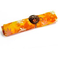 Bali Block Print Sarong - Tropical Leaf Design - Orange
