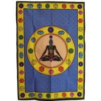 Cotton Wall Art 70 X 110 Cm - Chakra Alignment Blue