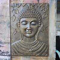 Antique Gold Buddha Relief Iron Frame Wall Art - 0.7m X 1m