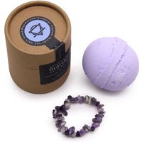 Lavender Tea Tree Bath Bomb With Hidden Amethyst Gemstone Bracelet