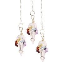 Seven Chakra Rock Quartz Pendulum For Dowsing & Meditation - Genuine Energy Amplifier