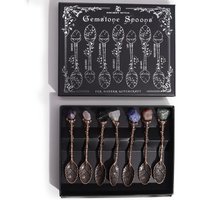 Bronze Gemstone Crystal Witch Spoons Set Of 7
