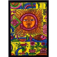 Handbrushed Cotton Wall Art 115cm X 75cm - Vibrant Indian Design