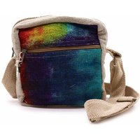Hemp Tie-dye Messenger Bag - 21 X 20 Cm - Adjustable Strap, Zip Closure