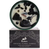 Crystal Magic Flower Candle With Black Obsidian & Dried Flowers - Cedar Castle Fragrance (22 Hour Burn Time)
