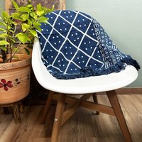Handmade Indigo Throw - 170x120cm - Midnight Heerak Pattern
