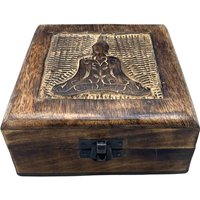 Wooden Keepsake Box 13x13x6cm - Buddha Design | Jewellery Storage