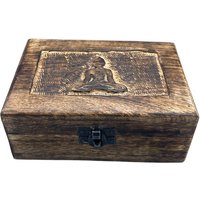 Wooden Keepsake Box 15x10x6cm - Buddha Motif Memory Storage