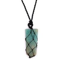 Amazonite Flat Point Pendant - Laced, Handcrafted, Aqua-green