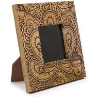 Black Mango Wood Picture Frame (10x10cm Photo) 20x20x2cm - Buddha Motif
