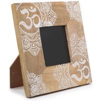 Mango Wood Picture Frame For 10x10cm Photos - White Mandala Detail - 20x20x2cm