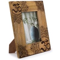 Black Mango Wood Picture Frame With Mandala Design - 13x18cm Photo Size - 28x23x2cm