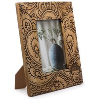 Large Mango Wood Picture Frame 28x23x2cm For 13x18cm Photos - Black Buddha Motif