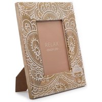 Mango Wood Picture Frame 13x18cm - 28x23x2cm - White Buddha Motif