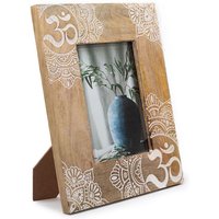 Mango Wood Picture Frame 28x23x2cm - White Mandala - For 13x18cm Photos