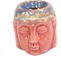Buddha Oil Burner With Decorative Glaze - Rose & Teal