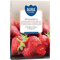 Six Scented Tealights - Strawberry Fragrance, Cosy Ambiance, Long-lasting Burn