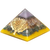 Large Organite Pyramid 70mm - Tree Of Life Crystal Energy Transformer With Gold Base