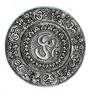 Aluminium Om Round Incense Holder - 11cm