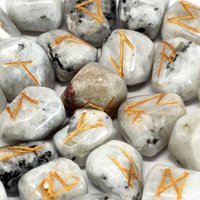 Rainbow Moonstone Rune Stone Set - 25 Piece - Includes Pouch