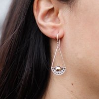 Mixed Metal Earrings 18k Gold Sterling Silver Ethically Sourced 3.2cm Drop Lightweight 3g - Luna Balance