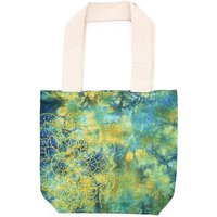 Tie-dye Cotton Tote Bag - Mandala Design - Green/blue - 38x42x12cm - 6oz