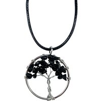 Black Agate Tree Of Life Pendant - Grounding & Protective Symbolism