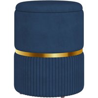 Homcom Velvet Round Pouffe With Hidden Storage Footstool - Grey