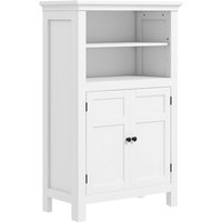 Homcom White Mdf Bathroom Storage Cabinet With Adjustable Shelf - 60cm X 30cm X 80cm