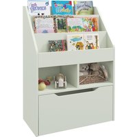 Homcom Kids Bookcase Toy Box With Storage Drawer And Wheels - Green