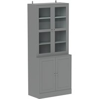 Homcom Mdf Display Cabinet With Glass Doors & Adjustable Shelves - White