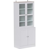Homcom Mdf Display Cabinet With Tempered Glass Doors & Adjustable Shelves - White