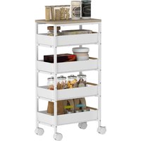 Homcom Slim Kitchen Storage Trolley Cart With 4 Drawers - White