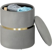 Homcom Velvet-feel Pouffe Storage Footstool - Hidden Storage, Light Grey