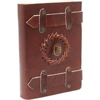 Leather Tigereye With Belts Notebook (6x4")