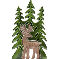 Lost In The Forrest - Stag In The Forrest 3d Wooden Decoration - 25x15cm