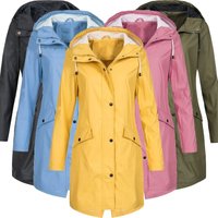 Waterproof Hiking Jacket – Longline Windproof Outdoor Coat Hood Yellow Green Black Blue Pink
