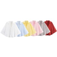 Summer Wide Sleeve Shirt American Style Linen Pattern Casual Top