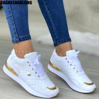 Platform Sneakers Fashion Lace Up Casual Flats Outdoor Running Walking Shoes Comfortable Female Footwear S0012