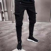 Jeans Ripped Knee Length Zipper Pencil Pants