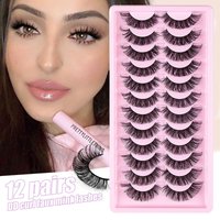 Lash extension set 12 pairs of eyelashes Natural fiber eyelashes thick artificial eyelashes