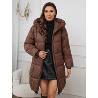 Elegant Long Hooded Coat – Slim Fit Winter Jacket Waist Belt 