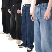 Clothing Loose Elastic Waist Straight Cut Casual Jeans