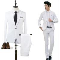 Blazer+Pants 2Pcs set Formal Blazer Jackets Coat Pants Tuxedos Wedding Slim Business Dress Suit Clothing Man