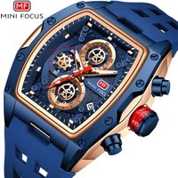 MINI FOCUS Brand Watch Track Sports Style Barrel Watch Curved Mirror Hollow Watch