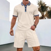 Waffle Knit Polo & Shorts Set – Breathable Textured Fabric Solid Colors Casual Beach & Streetwear Outfit