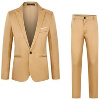 Slim Fit Men's Business Casual Suit – Single-Breasted Blazer & Trousers Set (White/Grey/Black/Red/Navy/Teal/Khaki, M-5XL, Lightweight Stretch Fabric)