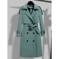 Trench Coat 2023 Winter Autumn Solid Lapel Double breasted Long Overcoat Tops Windbreaker Clothing