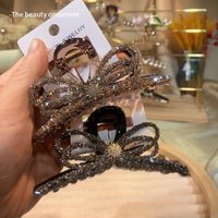 Niche Design Rhinestone Bow Hair Clip - High-End Back Of Head Shark Clip (Elegant Hairpin For Women)